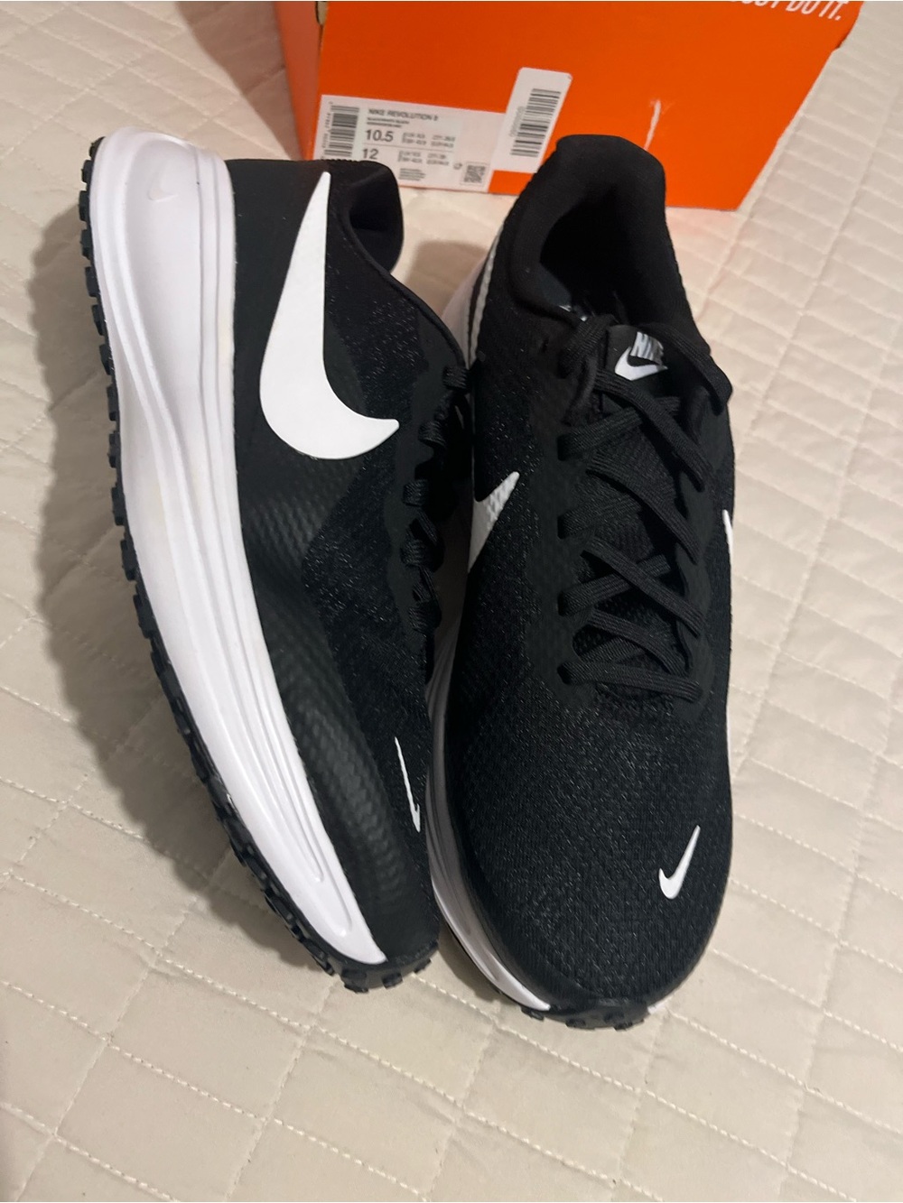 Nike Revolution 8 Men’s Black and White Athletic Running Shoes
